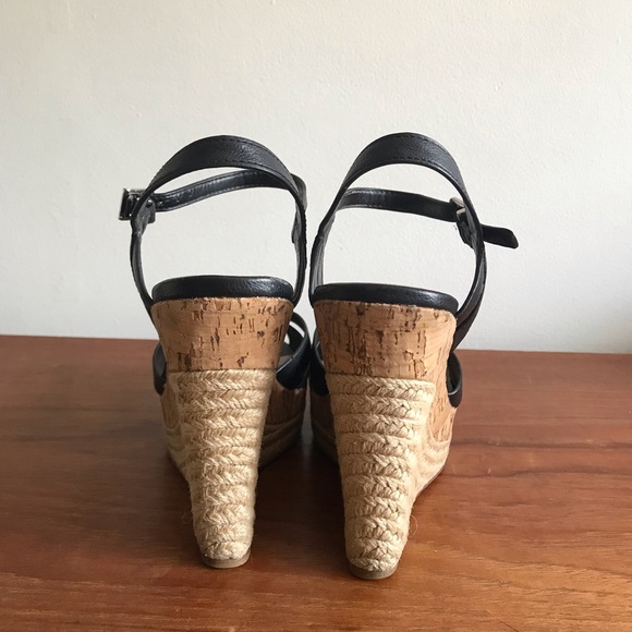 Charles David | Leather Ankle Strap Platform Wedge Sandal w/ Cork + Brai… - Picture 4 of 8